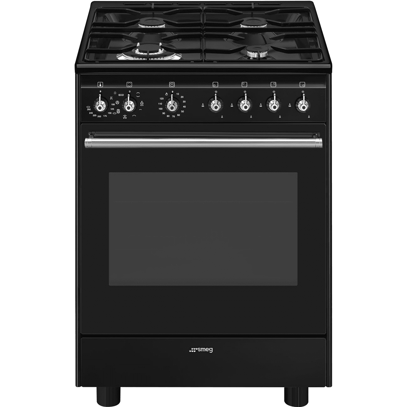 Smeg Black Cx61gmbl Concert Classic 60Cm Range Cooker With Gas Top 60Cm To 89Cm