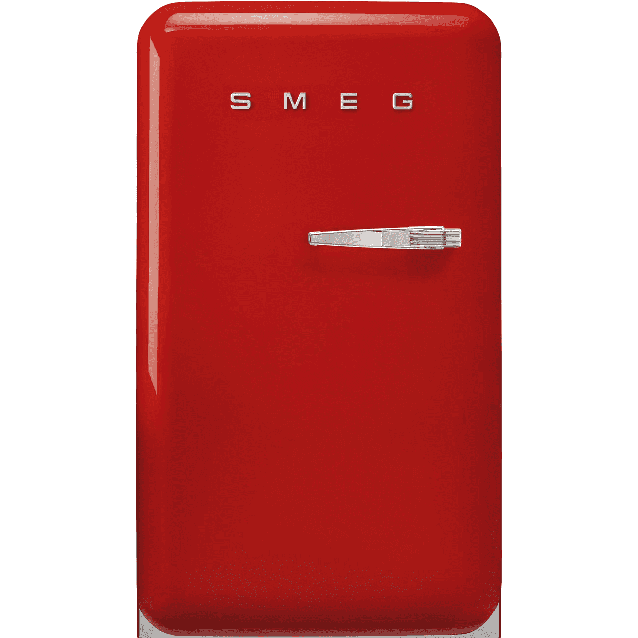Smeg Red/Silver Fab10lrd6 55Cm Left Hand Hinge Fridge With Icebox 90Cm To 119Cm
