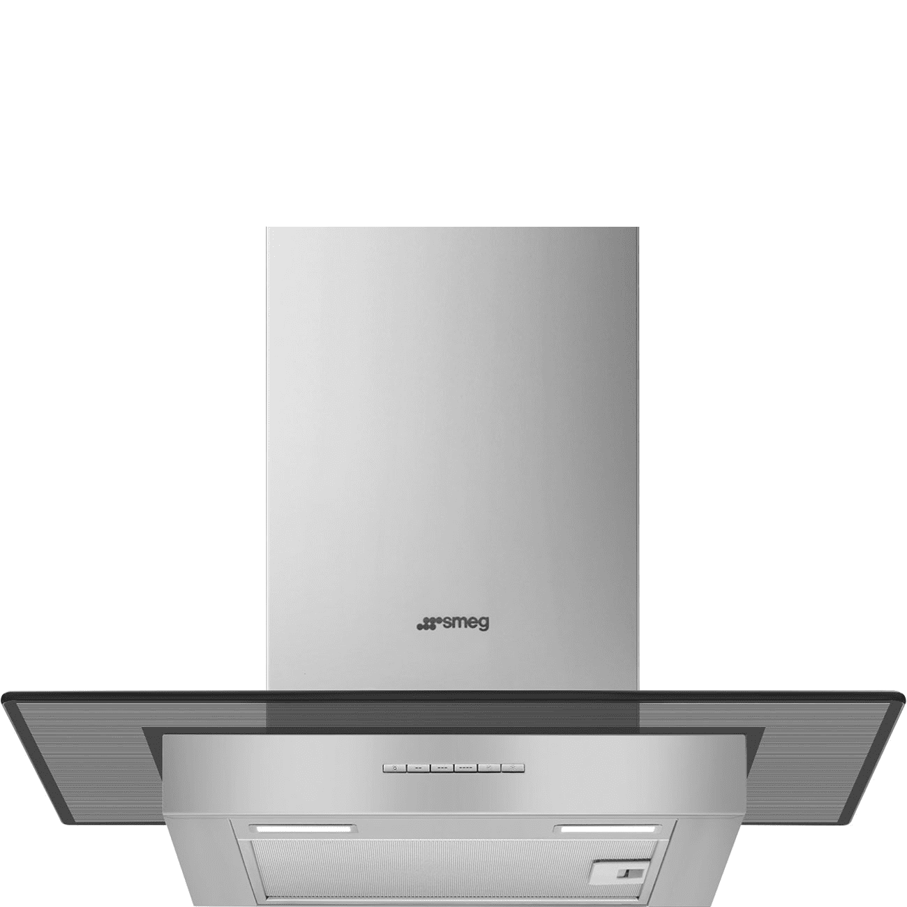 Smeg Black Kbt600ve 60Cm Chimney Wall Hood Glass And Stainless Steel 60Cm To 89Cm
