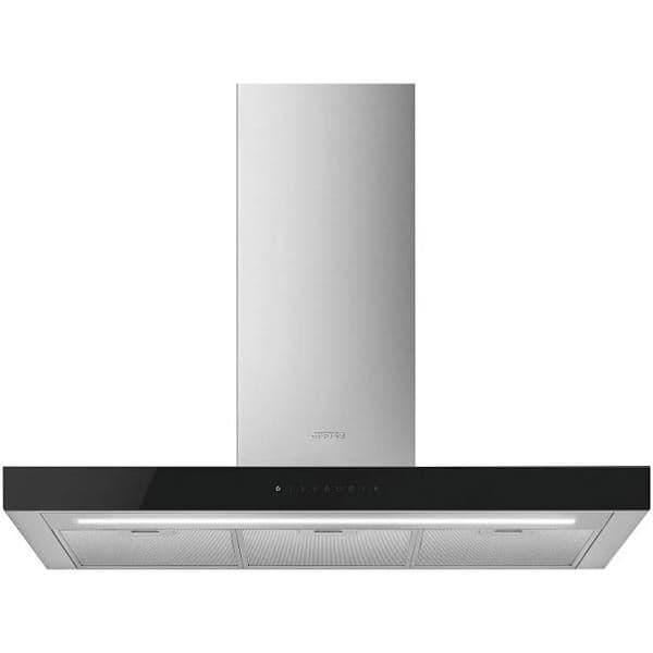 Smeg Black Kbt9l4vn 90Cm Chimney Hood Stainless Steel With Glass 90Cm To 119Cm