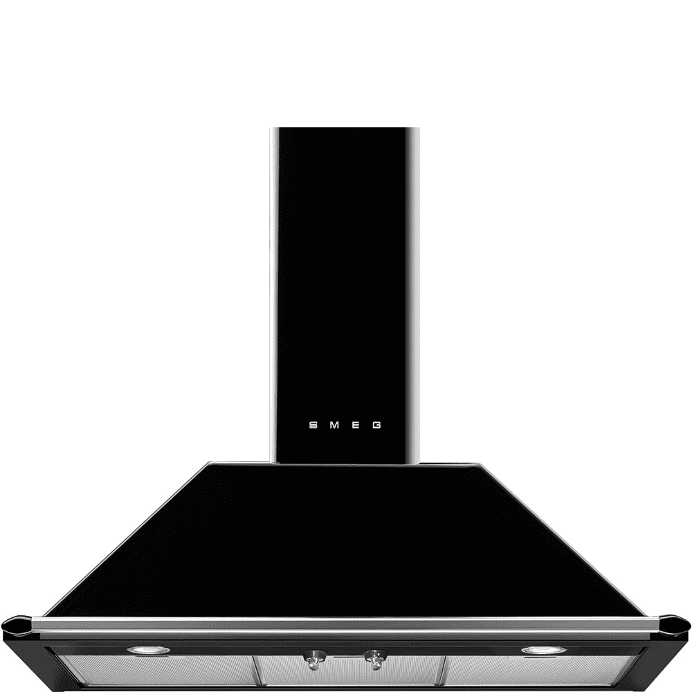 Smeg Black Kt90ble 90Cm Chimney Wall Hood 90Cm To 119Cm