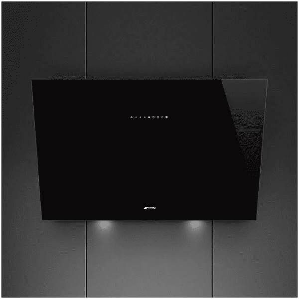 Smeg Black Kv394n 90Cm Angled Chimney Hood Glass 90Cm To 119Cm