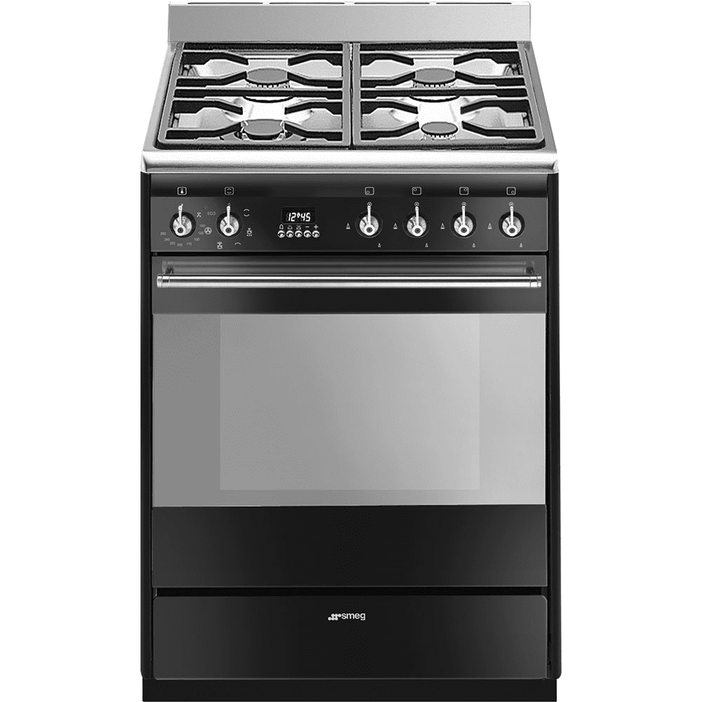 Smeg Black Suk61mbl9 Classic Concert 60Cm Range Cooker With Gas Top 60Cm To 89Cm
