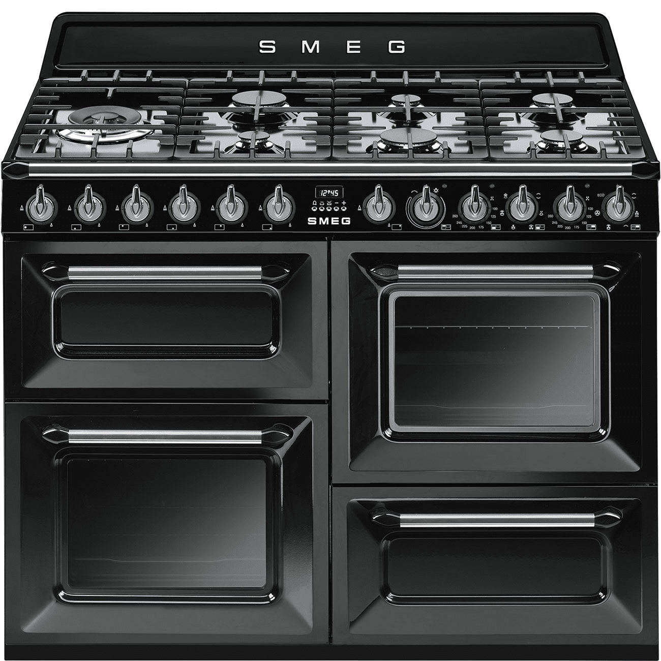 Smeg Black Tr4110bl1 Victoria 110Cm Range Cooker With Gas Top 90Cm To 119Cm