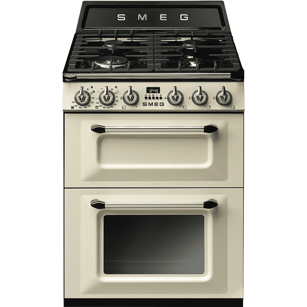 Smeg Cream Tr62p Victoria 60Cm Range Cooker With Gas Top 60Cm To 89Cm