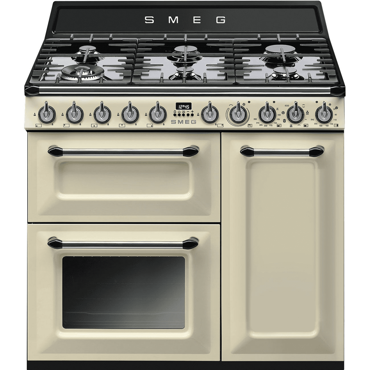 Smeg Cream Tr93p Victoria 90Cm Range Cooker With Gas Top 90Cm To 119Cm