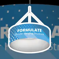 Formulate Circular Hanging Structure Fabric Display In Three Sizes