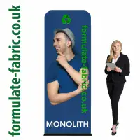 Formulate Monolith Fabric banner stand in multiple sizes. Free double sided print.