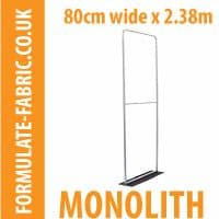 Formulate Monolith Fabric banner stand in multiple sizes. Free double sided print.
