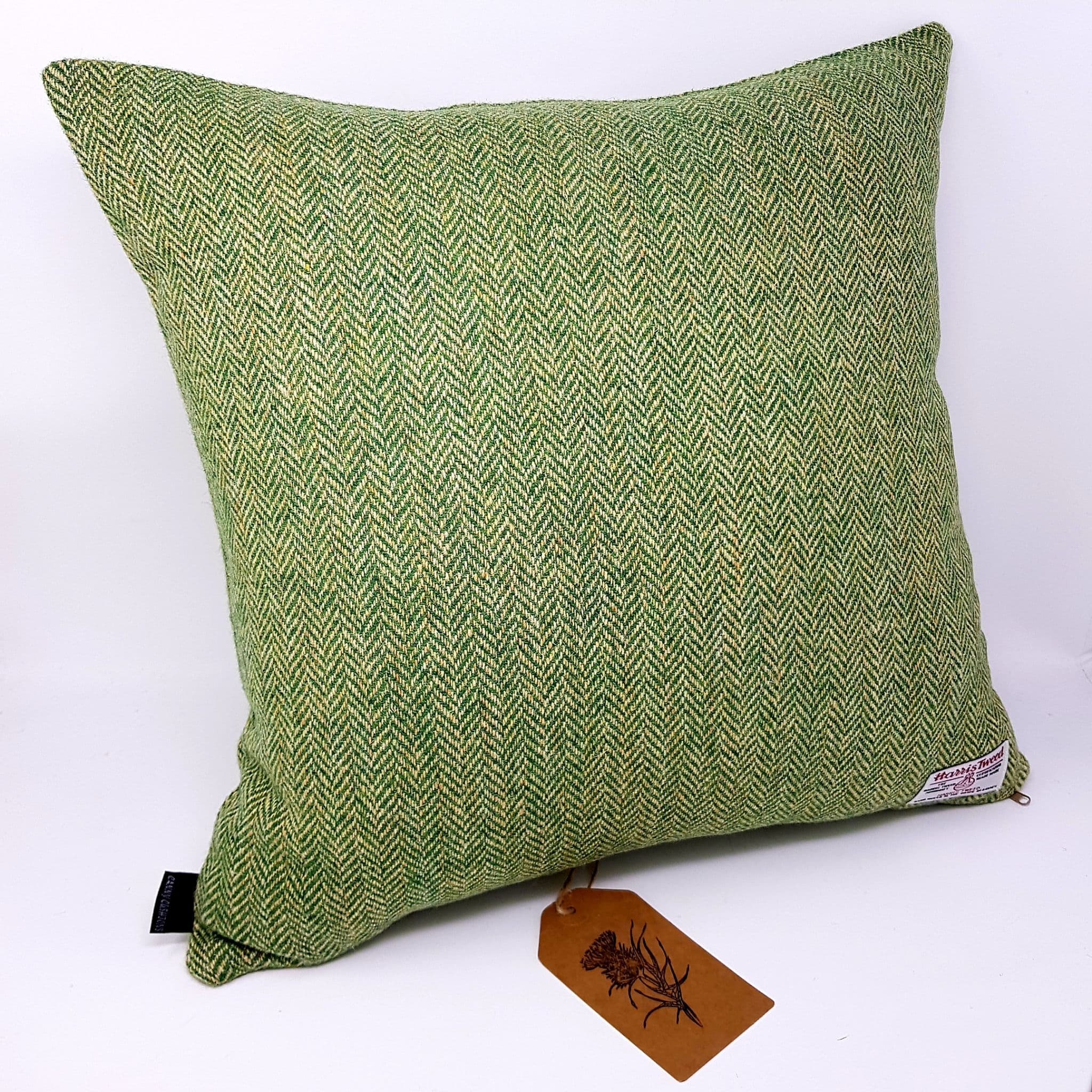 Herringbone Harris Tweed green genuine handmade wool cushion cover