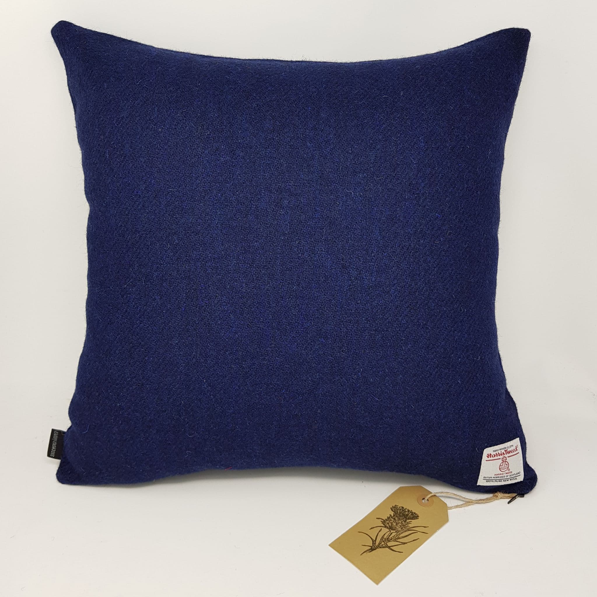 Navy Blue Plain Wool Harris Tweed Cushion Cover available in most sizes