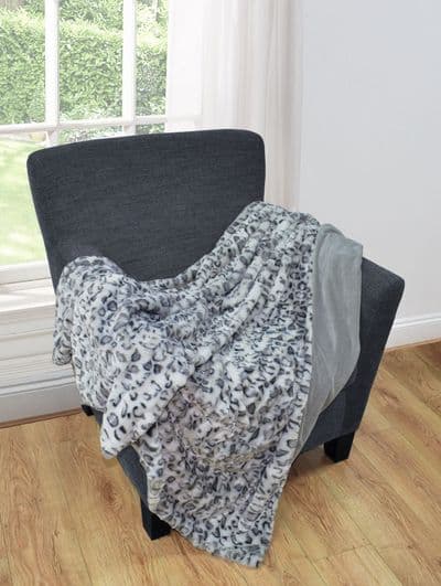 Animal Print Throw 130x160cm Grey/Charcoal
