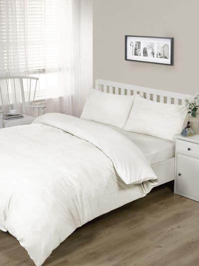 Brushed Cotton Plain Dyed Duvet Set Single Cream