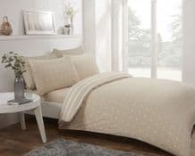 Brushed Cotton Spot/Stripe Duvet Set Natural Single