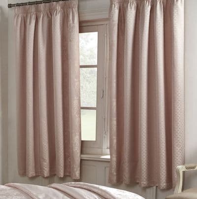 Chatsworth Pair of Curtains inc Tiebacks Blush