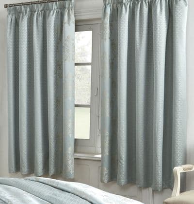 Chatsworth Pair of Curtains inc Tiebacks Duck Egg