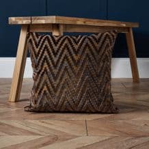 Cut Velvet Cushion Brown