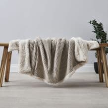 Knitted Waffle Throw with Sherpa Natural