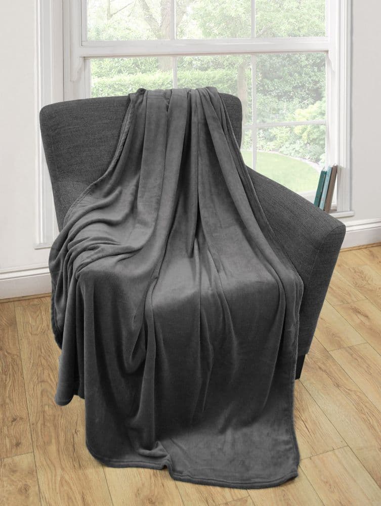 Microfleece Throw Charcoal