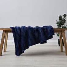 Ribbon Velour Throw Navy