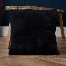 Ruched Faux Fur Cushion Black