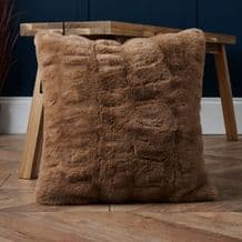 Ruched Faux Fur Cushion Natural