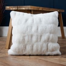 Ruched Faux Fur Cushion White