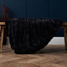 Ruched Fux Fur Throw Black