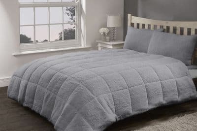 Super Soft Teddy Bear Duvet 13.5tog King Size Grey