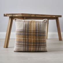 Warm Check Sherpa Cushion Ochre