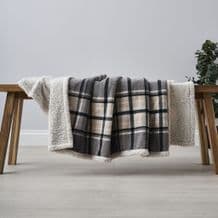 Warm Check Sherpa Throw Grey
