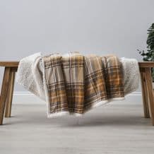 Warm Check Sherpa Throw Ochre