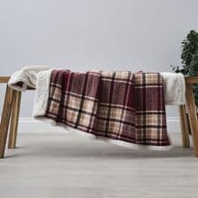 Warm Check Sherpa Throw Red