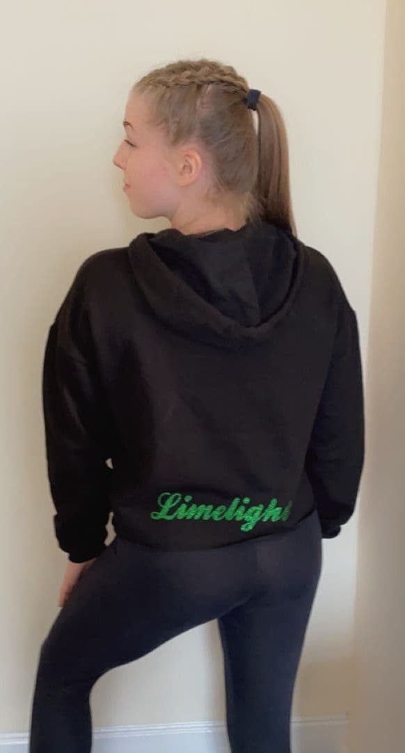 SALE Long Sleeve Cropped Hoodie with Limelight Glitter Logo