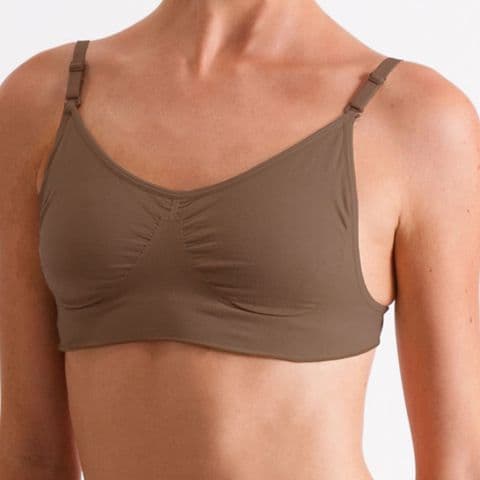 Seamless Clear Strap Dark Nude Bra