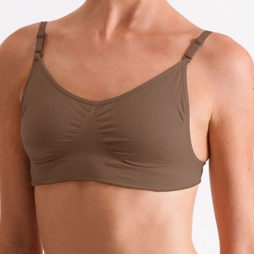 Seamless Clear Strap Dark Nude Bra