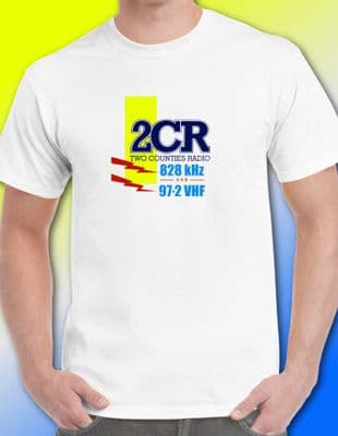 2CR Two Counties Radio FM white tee t shirt top 1980s BBC ILR Dorset Hampshire