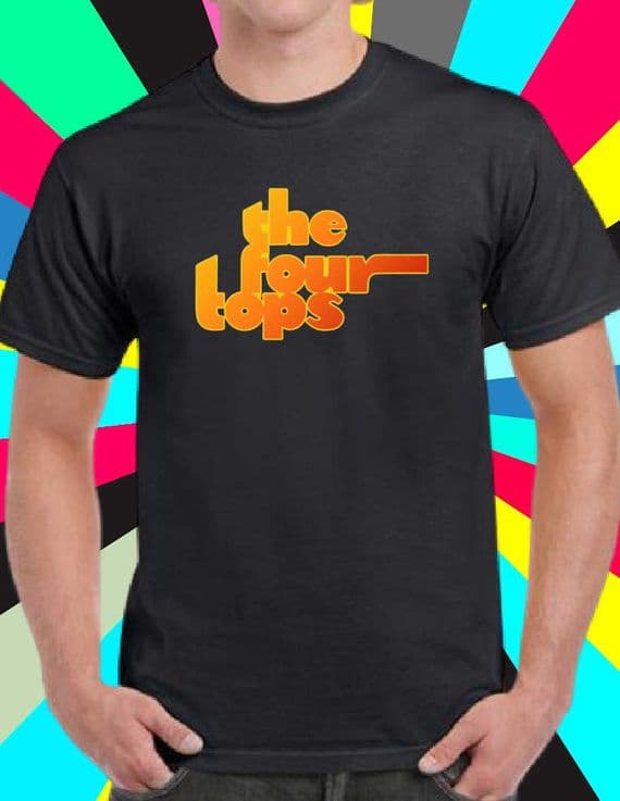 4 Four Tops Retro black tee t shirt top UNOFFICIAL 60s 70s Soul