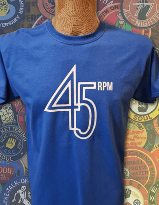45 RPM Blue T-Shirt Mens Unisex 70s soul funk DJ tee shirt retro
