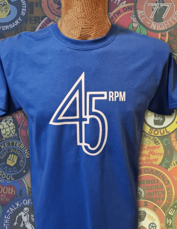45 RPM Blue T-Shirt Mens Unisex 70s soul funk DJ tee shirt retro