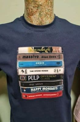 90s Britpop Indie Bands Cassette Tape Collection T Shirt