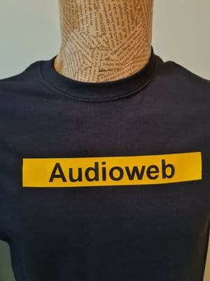 Audoweb 1990s style black tee t shirt retro indie Manchester Hacienda Salford
