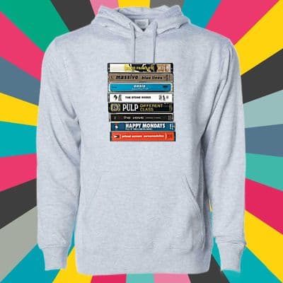 Britpop Indie 90's Music Cassette Tapes collection Hoody various colours