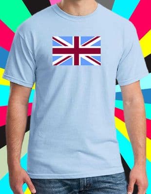 Claret and Blue Union Jack Flag T Shirt Burnley West Ham Aston Villa