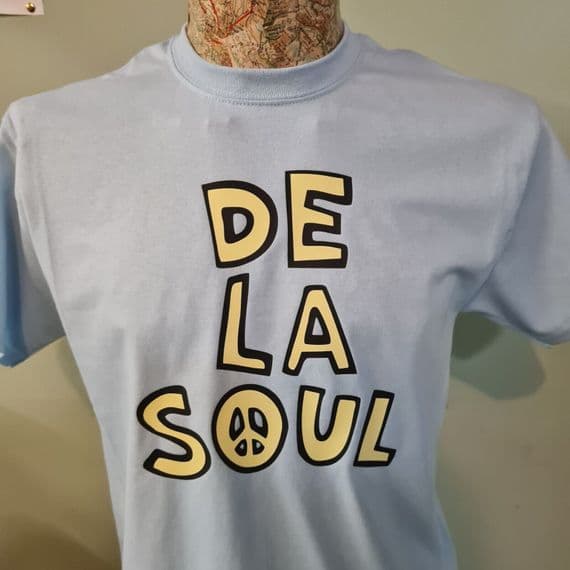 De LA Soul style Yellow Print t-shirt hip hop 80s 90s Magic Number Eye Know top UNOFFICIAL