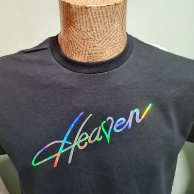 Heaven Nightclub 70s 80s Holographic logo T-Shirt Black