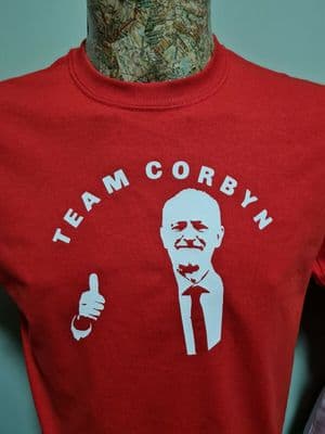 Jeremy Corbyn TEAM CORBYN tee t shirt Labour party red
