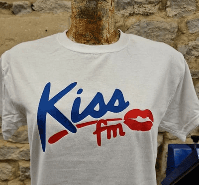 Kiss FM T Shirt ILR Dance Pirate Station 1980s 90s retro iconic radio tee shirt