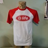Life Bowlers unofficial red white TIGHT tee t shirt rave retro style flyer house acid
