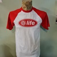 Life Bowlers unofficial red white TIGHT tee t shirt rave retro style flyer house acid